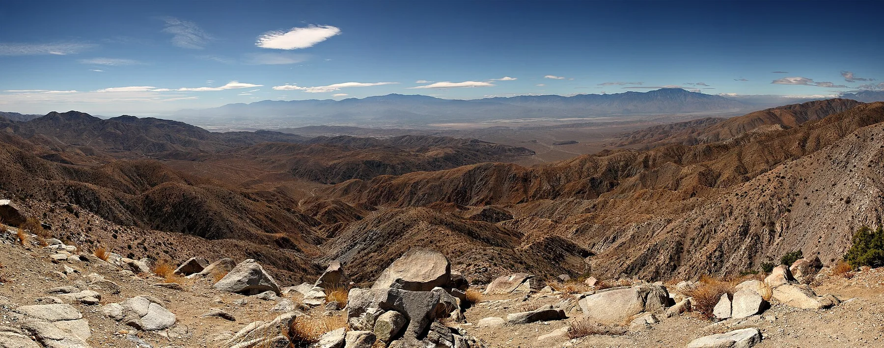 A wide view across desert ridges and the Coachella Valley