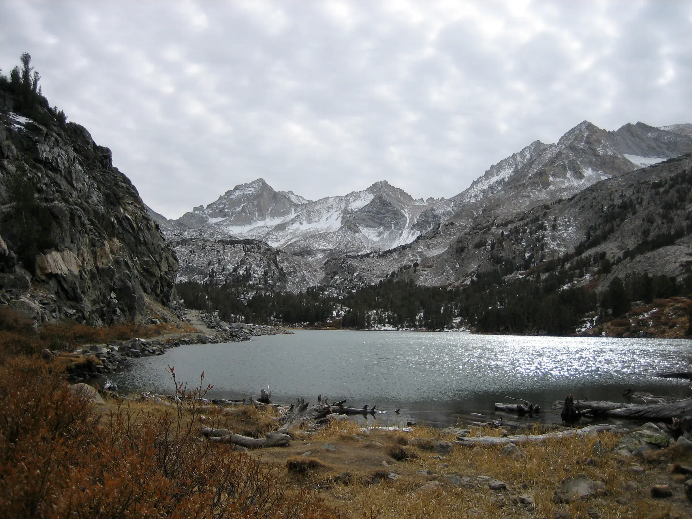 Long Lake beneath pale granite peaks in the Eastern Sierra
