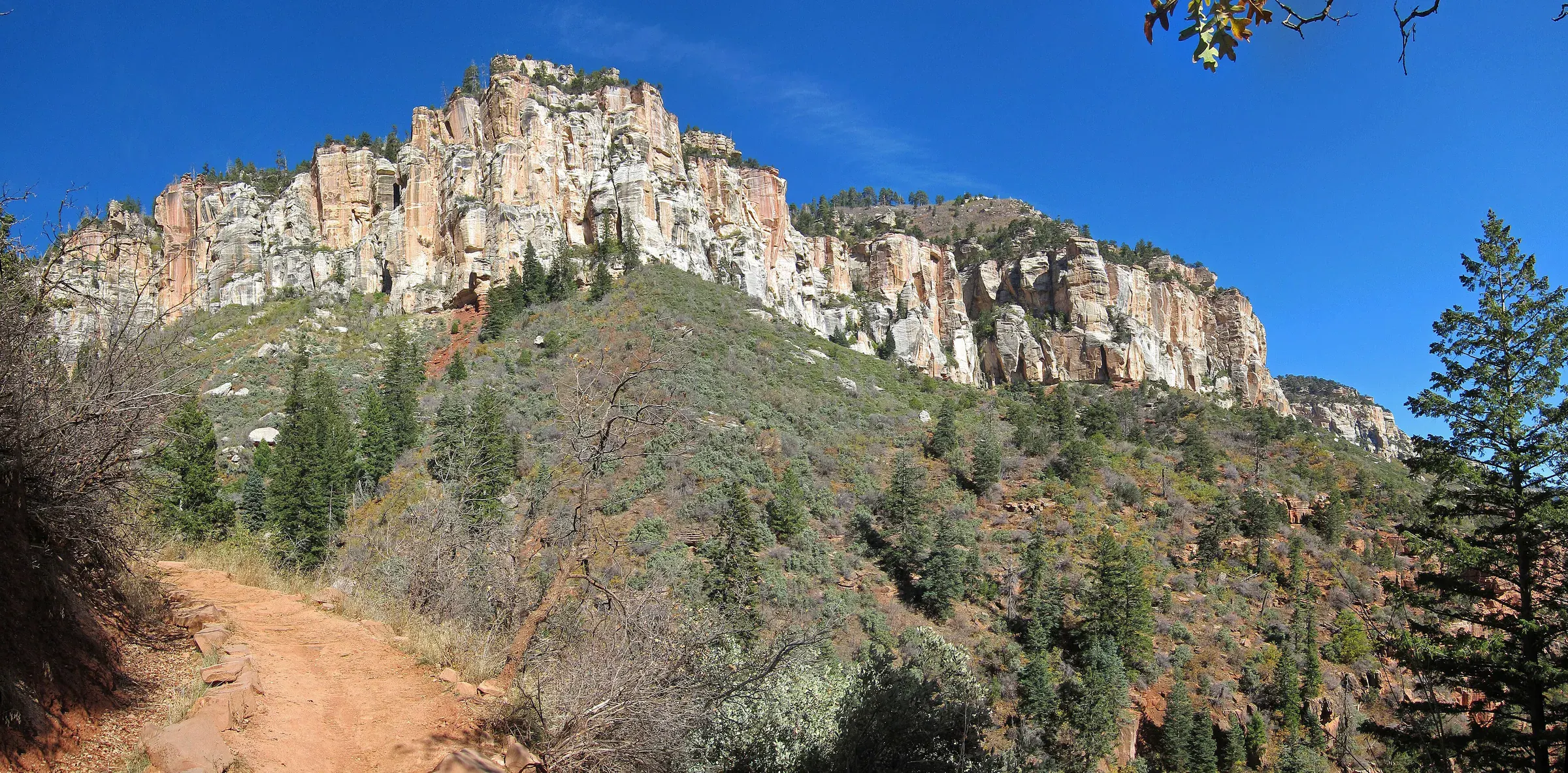 The North Kaibab Trail descending through layered Grand Canyon walls